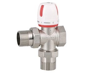 Three way manual temperature control valve